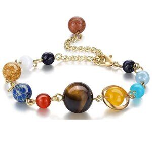 Solar Space Aligned Planet Star Science Teacher Astronomy Stone Bracelet